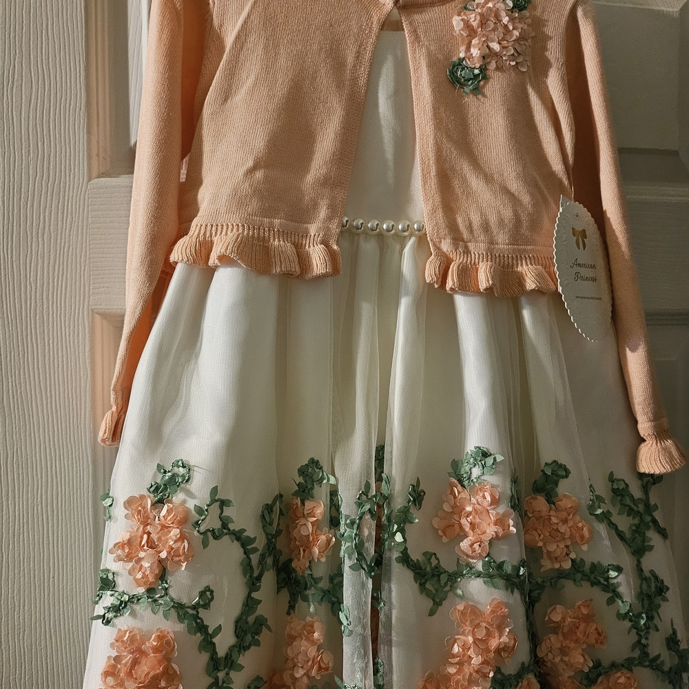 American Princess Peach and White Floral Dress Sz 4